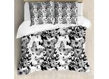 Abakuhaus Set Copripiumino Astratto Per Letti Matrimoniali, Motivo A Farfalle, Antiacaro, Adatto A Chi Soffre Di Allergie, Con Federe, Grigio Antracite E Bianco