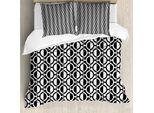 Abakuhaus Copripiumino Bianco E Nero, Motivo A Griglia, Antiacaro, Adatto A Chi Soffre Di Allergie, Con Federe, 200 Cm X 200 Cm - 80 X 80 Cm, Bianco E Nero