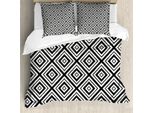 Abakuhaus Copripiumino Bianco E Nero, Motivo A Rombi, Antiacaro, Adatto A Chi Soffre Di Allergie, Con Federe, 200 Cm X 200 Cm - 80 X 80 Cm, Bianco E Nero