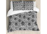 Abakuhaus Copripiumino Bianco E Nero, Dahlia Botanik, Antiacaro, Adatto A Chi Soffre Di Allergie, Con Federe, 200 Cm X 200 Cm - 80 X 80 Cm, Bianco E Nero