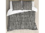 Abakuhaus Copripiumino Bianco E Nero, Stile Etnico, Antiacaro, Adatto A Chi Soffre Di Allergie, Con Federe, 200 Cm X 200 Cm - 80 X 80 Cm, Bianco E Nero