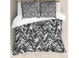 Abakuhaus Copripiumino Bianco E Nero, Motivo Chevron Casuale, Antiacaro, Adatto A Chi Soffre Di Allergie, Con Federe, 200 Cm X 200 Cm - 80 X 80 Cm, Bianco E Nero