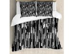 Abakuhaus Copripiumino Bianco E Nero, Linee Astratte, Antiacaro, Adatto A Chi Soffre Di Allergie, Con Federe, 200 Cm X 200 Cm - 80 X 80 Cm, Nero, Grigio, Bianco