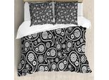 Abakuhaus Copripiumino Bianco E Nero, Stile Paisley, Antiacaro, Adatto A Chi Soffre Di Allergie, Con Federe, 155 Cm X 220 Cm - 80 X 80 Cm, Bianco E Nero