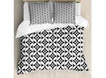 Abakuhaus Copripiumino Bianco E Nero, Motivo Floreale, Antiacaro, Adatto A Chi Soffre Di Allergie, Con Federe, 200 Cm X 200 Cm - 80 X 80 Cm, Bianco E Nero