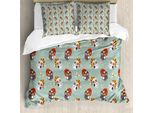 Abakuhaus Copripiumino Natalizio, Gufi Con Cappelli Natalizi, Antiacaro, Adatto A Chi Soffre Di Allergie, Con Federe, 155 Cm X 220 Cm - 80 X 80 Cm, Multicolore