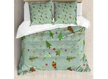 Abakuhaus Copripiumino Natalizio, Motivo Con Alberi Di Natale, Antiacaro, Adatto A Chi Soffre Di Allergie, Con Federe, 155 Cm X 220 Cm - 80 X 80 Cm, Multicolore