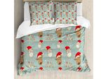 Abakuhaus Copripiumino Natalizio, Sankt Deer Weinlese, Antiacaro, Adatto A Chi Soffre Di Allergie, Con Federe, 200 Cm X 200 Cm - 80 X 80 Cm, Multicolore