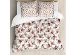 Abakuhaus Copripiumino Natalizio, Foglie Di Agrifoglio, Antiacaro, Adatto A Chi Soffre Di Allergie, Con Federe, 155 Cm X 220 Cm - 80 X 80 Cm, Rosso Scarlatto
