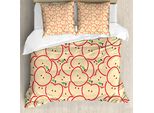 Abakuhaus Copripiumino Mela, Cartone Animato Biologico, Antiacaro Adatto A Chi Soffre Di Allergie Con Federe, 200 Cm X 200 Cm - 80 X 80 Cm, Verde Mela Beige Rosso