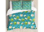 Abakuhaus Copripiumino Mela, Raw Granny Smith Frutta, Antiacaro Adatto A Chi Soffre Di Allergie Con Federe, 200 Cm X 200 Cm - 80 X 80 Cm, Verde Mela Teal