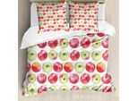 Abakuhaus Copripiumino Mela, Acquerello Granny Smith, Antiacaro, Adatto A Chi Soffre Di Allergie, Con Federe, 155 Cm X 220 Cm - 80 X 80 Cm, Mela, Verde, Rosso