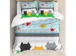 Abakuhaus Copripiumino Con Gatti, Gatti Che Guardano L'acquario, Antiacaro, Adatto A Chi Soffre Di Allergie, Con Federe, 200 Cm X 200 Cm - 80 X 80 Cm, Multicolore