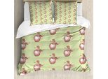 Abakuhaus Copripiumino Mela, Foglie E Frutti Vintage, Antiacaro, Adatto A Chi Soffre Di Allergie, Con Federe, 200 Cm X 200 Cm - 80 X 80 Cm, Marrone Verde Chiaro