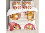 Abakuhaus Copripiumino Con Gattini, Romantici Gattini Innamorati, Antiacaro, Adatto A Chi Soffre Di Allergie, Con Federe, 155 Cm X 220 Cm - 80 X 80 Cm, Multicolore