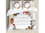 Abakuhaus Copripiumino Per Amanti Dei Gatti, Volti Sorridenti In Cerchio, Antiacaro, Adatto A Chi Soffre Di Allergie, Con Federe, 155 Cm X 220 Cm - 80 X 80 Cm, Multicolore
