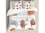 Abakuhaus Set Copripiumino Per Letto Matrimoniale, Gattini Acquerellati, Anti-Acari, Adatto A Chi Soffre Di Allergie, Con Federe, Multicolore