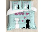 Abakuhaus Set Copripiumino Per Letti Matrimoniali, Cuori Romantici, Antiacaro, Adatto A Chi Soffre Di Allergie, Con Federe, Turchese Chiaro, Rosa, Antracite, Grigio, Bianco
