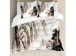 Abakuhaus Copripiumino Vintage Cina, Aquarell-Tal, Antiacaro, Adatto A Chi Soffre Di Allergie, Con Federe, 155 Cm X 220 Cm - 80 X 80 Cm, Multicolore