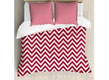 Abakuhaus Copripiumino Angolare, Classico Chevron Semplice, Antiacaro, Adatto A Chi Soffre Di Allergie, Con Federe, 155 Cm X 220 Cm - 80 X 80 Cm, Corallo Scuro Bianco