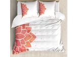 Abakuhaus Copripiumino Lotus Blume, Acquerello Con Fiori, Antiacaro, Adatto A Chi Soffre Di Allergie, Con Federe, 200 Cm X 200 Cm - 80 X 80 Cm, Corallo Pesca Chiaro