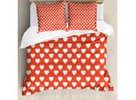 Abakuhaus Copripiumino San Valentino, Bianco Cuore Amore, Antiacaro, Adatto A Chi Soffre Di Allergie, Con Federe, 155 Cm X 220 Cm - 80 X 80 Cm, Bianco Vermiglio