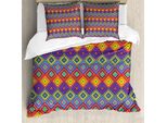 Abakuhaus Copripiumino Trippy, Hippie Vibrant Retro, Antiacaro, Adatto A Chi Soffre Di Allergie, Con Federe, 155 Cm X 220 Cm - 80 X 80 Cm, Multicolore