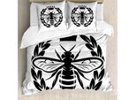 Abakuhaus Copripiumino BienenköNigin, Corona Monocromatica, Antiacaro, Adatto A Chi Soffre Di Allergie, Con Federe, 200 Cm X 200 Cm - 80 X 80 Cm, Bianco E Nero