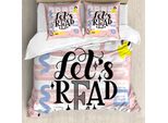 Abakuhaus Copripiumino, Lets Lesen Phrase Pastell, Antiacaro, Adatto A Chi Soffre Di Allergie, Con Federe, 200 Cm X 200 Cm - 80 X 80 Cm, Multicolore