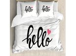 Abakuhaus Ciao Copripiumino, Messaggio Con Cuore, Antiacaro, Adatto A Chi Soffre Di Allergie, Con Federe, 155 Cm X 220 Cm - 80 X 80 Cm, Rosa-Nero-Bianco
