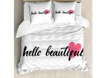 Abakuhaus Ciao Copripiumino, Cuore Rosa Per I Propri Cari, Antiacaro Adatto A Chi Soffre Di Allergie Con Federe, 155 Cm X 220 Cm - 80 X 80 Cm, Rosa Nero