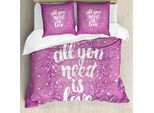 Abakuhaus Copripiumino Love, Fiori Di San Valentino, Antiacaro, Adatto A Chi Soffre Di Allergie, Con Federe, 200 Cm X 200 Cm - 80 X 80 Cm, Fucsia Bianco