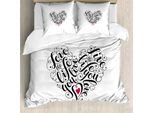 Abakuhaus Copripiumino Love, Forma A Cuore, Antiacaro, Adatto A Chi Soffre Di Allergie, Con Federe, 155 Cm X 220 Cm - 80 X 80 Cm, Corallo Scuro Bianco