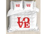 Abakuhaus Copripiumino Love, San Valentino Romantic, Antiacaro, Adatto A Chi Soffre Di Allergie, Con Federe, 155 Cm X 220 Cm - 80 X 80 Cm, Rosso-Bianco