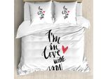 Abakuhaus Set Copripiumino Per Letti Matrimoniali, Effetto Pennellata, Antiacaro, Adatto A Chi Soffre Di Allergie, Con Federe, Corallo Scuro, Bianco, Nero