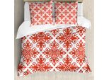 Abakuhaus Rosso Copripiumino, Motivo West Scroll, Antiacaro, Adatto A Chi Soffre Di Allergie, Con Federe, 155 Cm X 220 Cm - 80 X 80 Cm, Rosso-Bianco