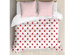 Abakuhaus Copripiumino Geometrico, Pois Country Picnic, Antiacaro, Adatto A Chi Soffre Di Allergie, Con Federe, 200 Cm X 200 Cm - 80 X 80 Cm, Bianco E Vermiglio