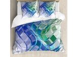 Abakuhaus Copripiumino Trippy, Quadrati Astratti A Forma Di Onda, Antiacaro E Anallergico Con Federe, 155 Cm X 220 Cm - 80 X 80 Cm, Multicolore