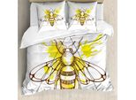 Abakuhaus Copripiumino BienenköNigin, Colore Splashed Bee, Antiacaro, Adatto A Chi Soffre Di Allergie, Con Federe, 200 Cm X 200 Cm - 80 X 80 Cm, Marrone Giallo