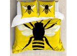 Abakuhaus Copripiumino BienenköNigin, Honeybee Silhouette, Antiacaro, Adatto A Chi Soffre Di Allergie, Con Federe, 200 Cm X 200 Cm - 80 X 80 Cm, Nero Giallo Bianco