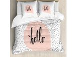 Abakuhaus Ciao Copripiumino, Rosa Pallido Fumetto, Antiacaro Adatto A Chi Soffre Di Allergie Con Federe, 155 Cm X 220 Cm - 80 X 80 Cm, Blush Nero Bianco