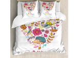 Abakuhaus Ciao Copripiumino, Doodle Primavera Cuore, Antiacaro Adatto A Chi Soffre Di Allergie Con Federe, 155 Cm X 220 Cm - 80 X 80 Cm, Multicolore