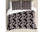 Abakuhaus Copripiumino KirschblüTe, Rustico Naturale, Antiacaro, Adatto A Chi Soffre Di Allergie, Con Federe, 155 Cm X 220 Cm - 80 X 80 Cm, Marrone Scuro Blush Bianco
