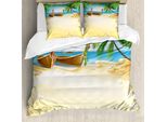 Abakuhaus Copripiumino Da Spiaggia, Paradise Island Tropical, Antiacaro, Adatto A Chi Soffre Di Allergie, Con Federe, 155 Cm X 220 Cm - 80 X 80 Cm, Multicolore
