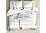 Abakuhaus Copripiumino Da Spiaggia, Motivo Doodle Sketch, Antiacaro, Adatto A Chi Soffre Di Allergie, Con Federe, 155 Cm X 220 Cm - 80 X 80 Cm, Bianco E Nero