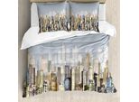 Abakuhaus Set Copripiumino Per Letti Matrimoniali, Stile Moderno Gekritzel, Antiacaro, Adatto A Chi Soffre Di Allergie, Con Federe, Blu Cadetto Chiaro E Multicolore
