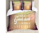 Abakuhaus Set Copripiumino Motivazionale Per Letti Matrimoniali, Citazione Quotidiana Positiva, Antiacaro, Adatto A Chi Soffre Di Allergie, Con Federe, Giallo Chiaro, Arancione Chiaro, Bianco