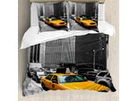 Abakuhaus Copripiumino Stadt, New York Manhattan StraßE, Antiacaro, Adatto A Chi Soffre Di Allergie, Con Federe, 155 Cm X 220 Cm - 80 X 80 Cm, Marigold Grigio Nero