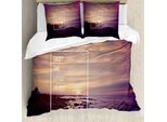 Abakuhaus Copripiumino Motivazionale, Tramonto Sulla Spiaggia, Antiacaro, Adatto A Chi Soffre Di Allergie, Con Federe, 200 Cm X 200 Cm - 80 X 80 Cm, Multicolore