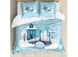 Abakuhaus Copripiumino, Stagione Invernale Composizione, Antiacaro Adatto A Chi Soffre Di Allergie Con Federe, 200 Cm X 200 Cm - 80 X 80 Cm, Azzurro, Grigio, Bianco